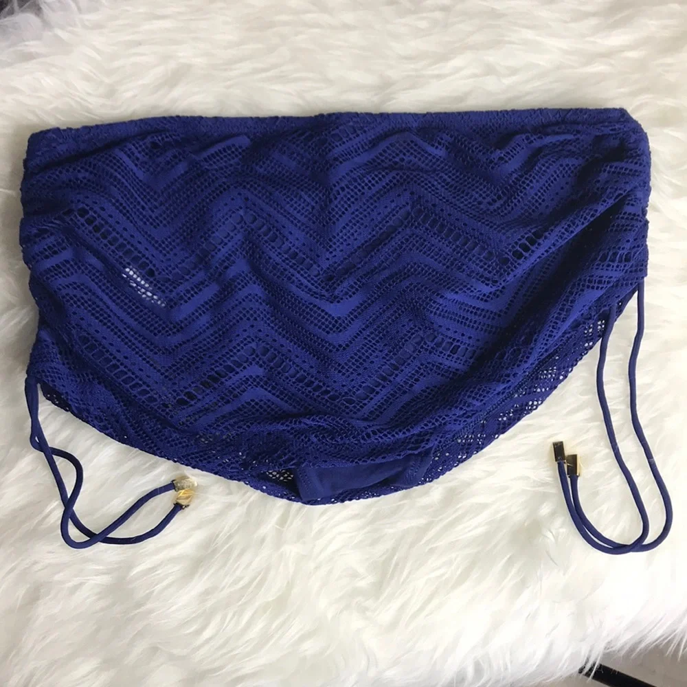 BLEAU ROD BEATTIE Blue Crochet Flyaway Ole Skirt Swim Bottom 8